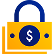 Illustration of a padlock with a dollar sign in the middle.