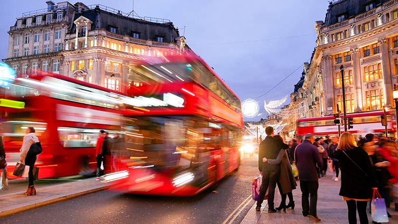 Shopping at Oxford street, London, Christmas day