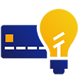 Illustration of light bulb partially overlapping a Visa chip card.